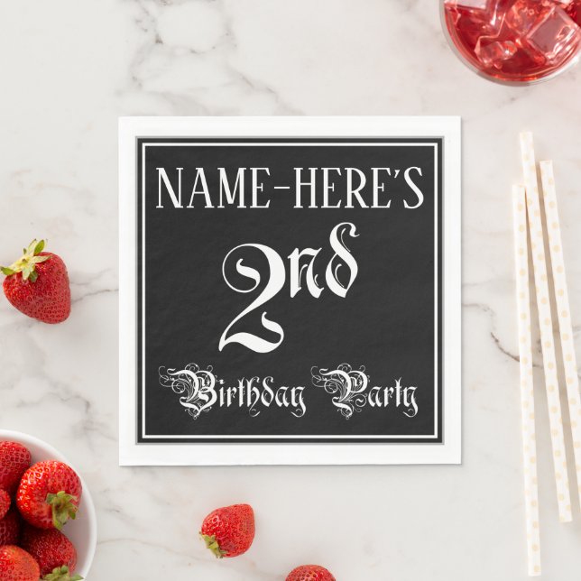 2nd Birthday Party — Fancy Script + Custom Name Napkin (Insitu)