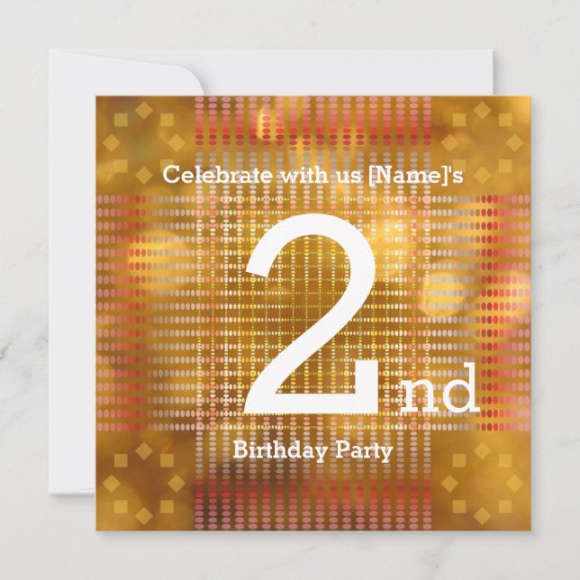 2nd Birthday Party - Golden Invitation (Front)
