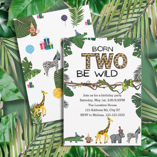 2nd Birthday Party, Jungle Animals,  Wild  Invitation