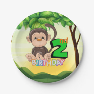 2nd Birthday Party Monkey Paper Plate