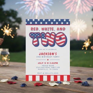 2nd Birthday Party Patriotic USA Flag July 4th Invitation