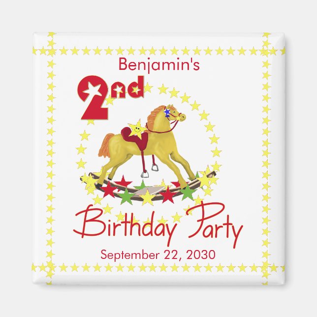 2nd Birthday Party Rocking Horse Magnet (Front)