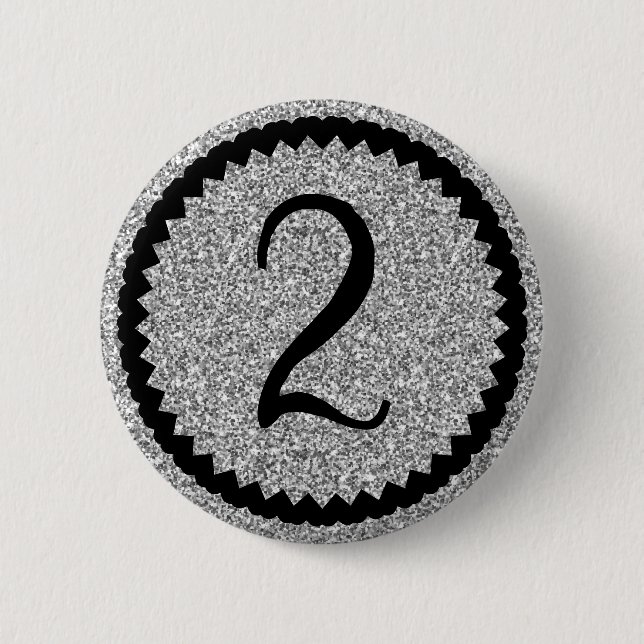 2nd Birthday Party Silver Glitter Classic 6 Cm Round Badge (Front)