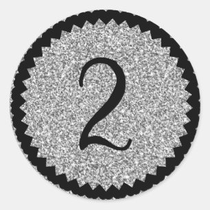 2nd Birthday Party Silver Glitter Classic Round Sticker