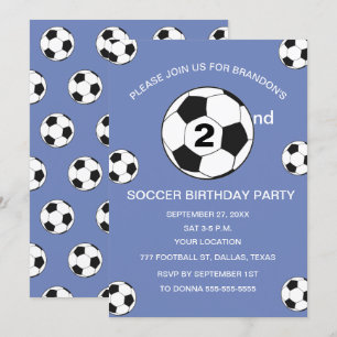 2nd Birthday Party Soccer Blue Boys Sports Invitation
