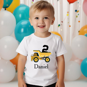 2nd Birthday Party Truck 2 Years Old Personalised Baby T-Shirt