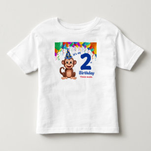 2nd Birthday Personalisable T-Shirt, Monkey Party Toddler T-Shirt