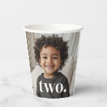 2nd Birthday Photo - two Paper Cups<br><div class="desc">A minimalist second Birthday Birthday design with space to add your own photo and with the word 'two.' over the top. You can change the word to anything else if you prefer!</div>