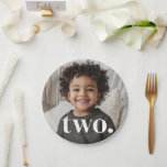 2nd Birthday Photo - two Paper Plate<br><div class="desc">A minimalist second Birthday Birthday design with space to add your own photo and with the word 'two.' over the top. You can change the word to anything else if you prefer!</div>