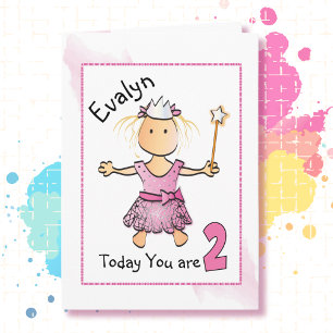 2nd Birthday Pink Gold Princess for Girl    Card