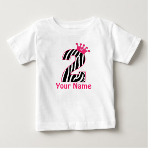 2nd Birthday Pink Zebra Personalised Shirt
