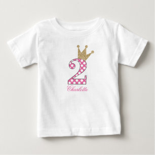 2nd Birthday Polka Dots Glitter-Print Personalised Baby T-Shirt
