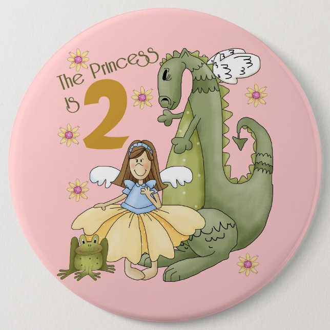 2nd Birthday Princess 6 Cm Round Badge (Front)