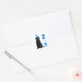 2nd Birthday Puppy Theme- Cute Dog Blue Boy Pawty Classic Round Sticker (Envelope)