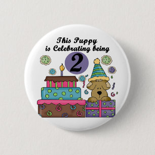 2nd Birthday Puppy Tshirts and Gifts 6 Cm Round Badge