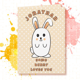 2nd Birthday Rabbit Cartoon Some Bunny Loves You Card