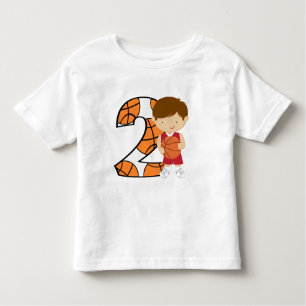 2nd Birthday Red and White Basketball Player Toddler T-Shirt