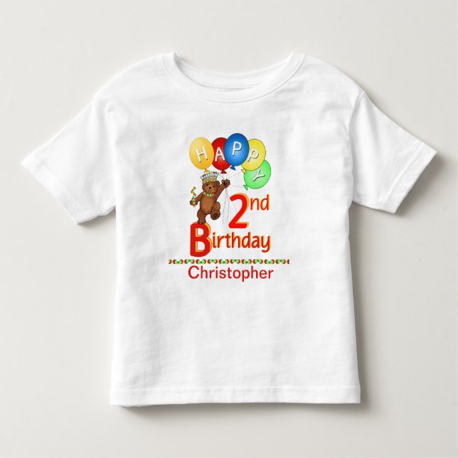 2nd Birthday Regal Teddy Beary Custom Name Toddler T-Shirt (Front)
