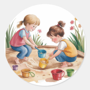 2nd Birthday Sandbox Girl Party Classic Round Sticker