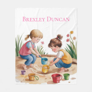 2nd Birthday Sandbox Girl Party Gift Fleece Blanket