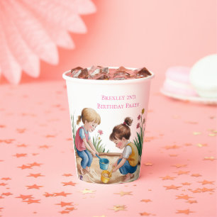 2nd Birthday Sandbox Girl Party Paper Cups