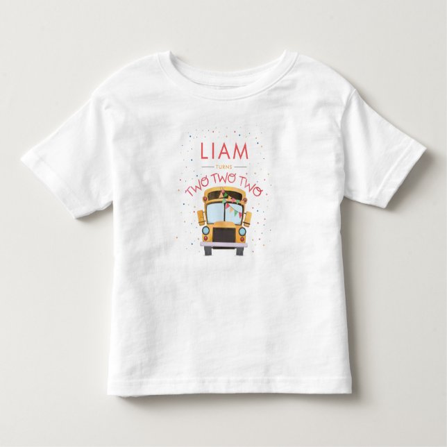 2nd Birthday School Bus Party  Toddler T-Shirt (Front)