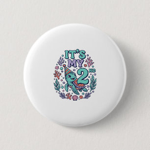 2nd Birthday Sea Turtle Vintage Engraving Design_1 6 Cm Round Badge
