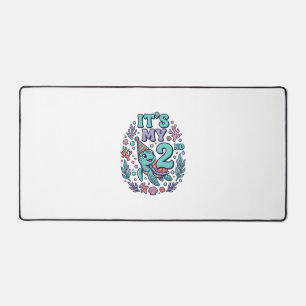 2nd Birthday Sea Turtle Vintage Engraving Design_1 Desk Mat