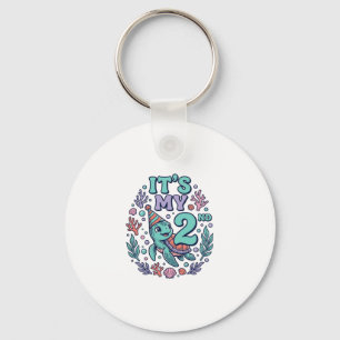 2nd Birthday Sea Turtle Vintage Engraving Design_1 Key Ring