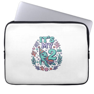 2nd Birthday Sea Turtle Vintage Engraving Design_1 Laptop Sleeve