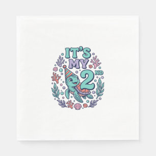 2nd Birthday Sea Turtle Vintage Engraving Design_1 Napkin