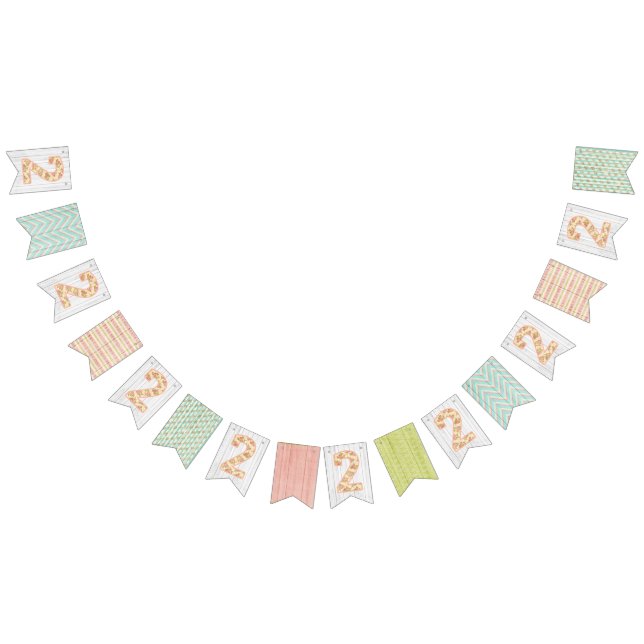 2nd Birthday Shabby Chic Roses Rustic Wood Floral Bunting (All)