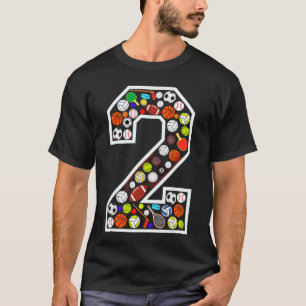 2nd Birthday Sports Big Numberwo 2 Year Old Boy fa T-Shirt