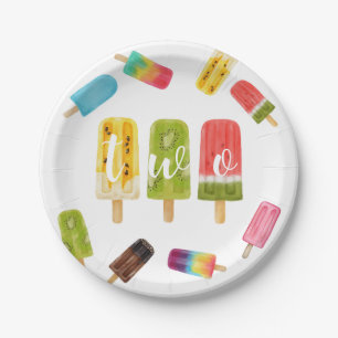 2nd Birthday Summer pop Sweet Cute Modern Pastel Paper Plate