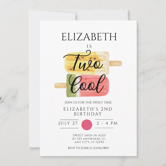 2nd Birthday Summer popsicle ice cream party Invitation (Front)