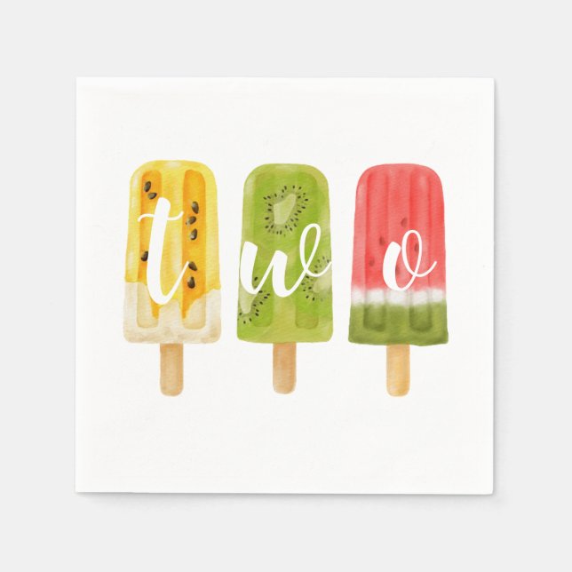 2nd Birthday Summer popsicle ice cream party Napkin (Front)