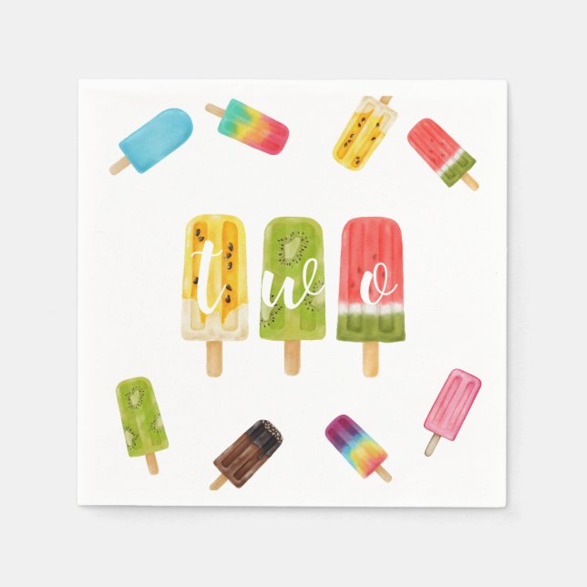 2nd Birthday Summer popsicle ice cream party Napkin (Front)