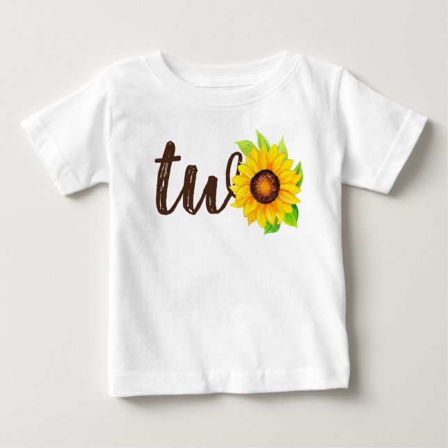 2nd Birthday Sunflower Two Cute Country Farm Party Baby T-Shirt (Front)