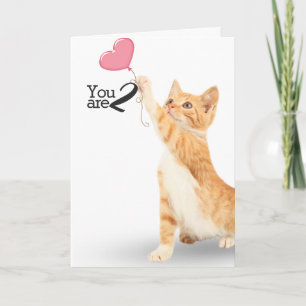 2nd birthday tabby cat card