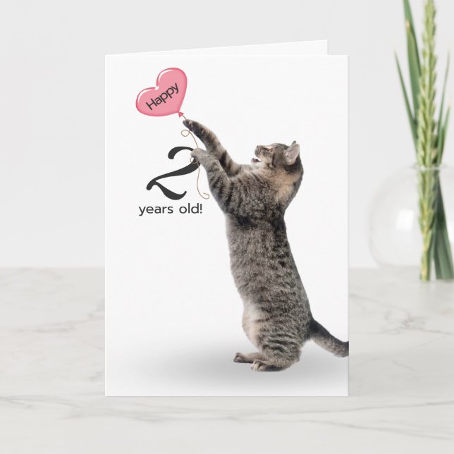 2nd Birthday Tabby Cat Card (Front)