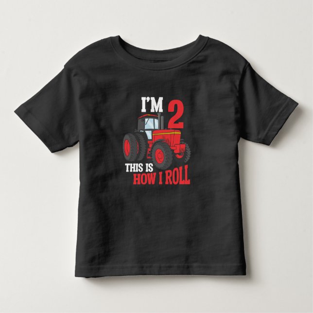 2nd Birthday Tractor loving Kid 2 Year Old Farmer Toddler T-Shirt (Front)