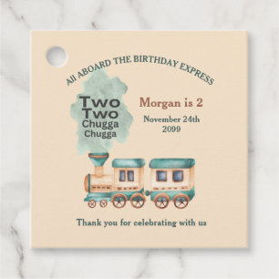 2nd Birthday Train Party All Aboard Watercolor Favour Tags