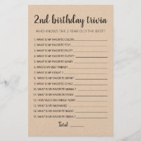 2nd Birthday Trivia editable game