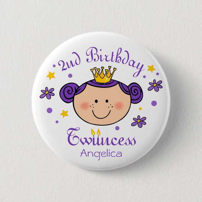 2nd Birthday Twincess Button (Front)