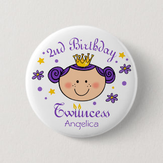 2nd Birthday Twincess Button