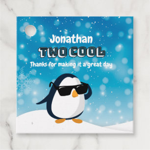 2nd Birthday Two Cool Penguin Boy Favour Tags