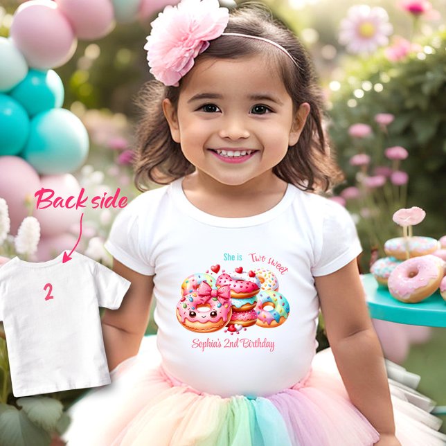 2nd Birthday Two Sweet Cute Doughnut Girl Name Toddler T-Shirt (2nd Birthday Two Sweet Cute Donut Girl Name Toddler T-shirt)