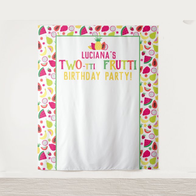 2nd Birthday Two-tti Frutti Fruit Birthday Party Tapestry (Front)