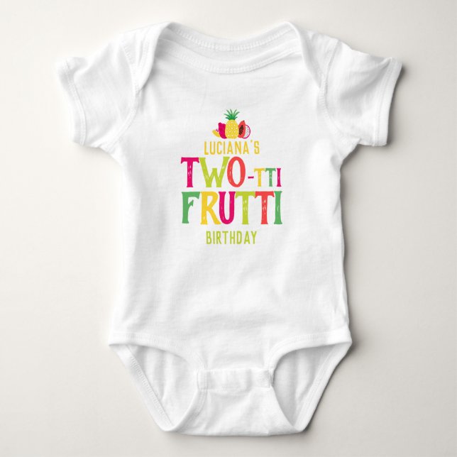 2nd Birthday Two-tti Frutti Fruit Personalised Baby Bodysuit (Front)