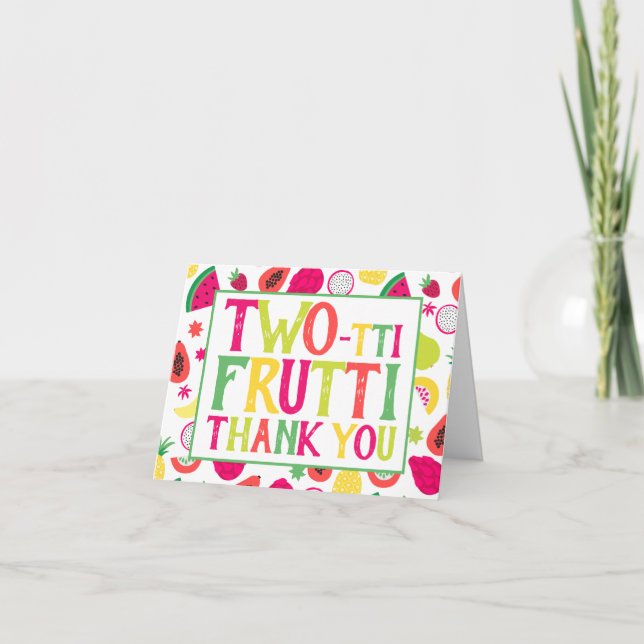 2nd Birthday Two-tti Frutti Fruit Thank You Card (Front)